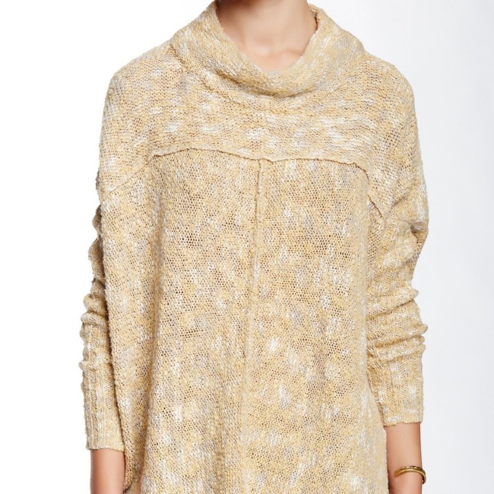 Free People Taupe Cowl Neck Sweater M